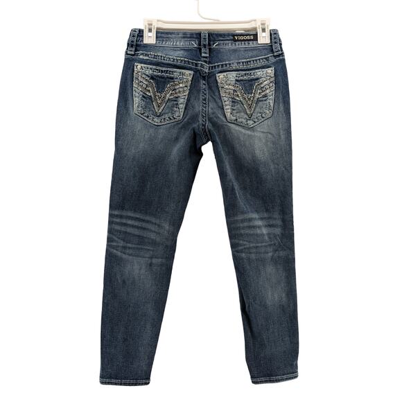 Vigoss Chelsea Skinny Jeans 1/2 Blue 28x25 Heritage Fit Embroidery‎ Thick Stitch - Picture 2 of 14
